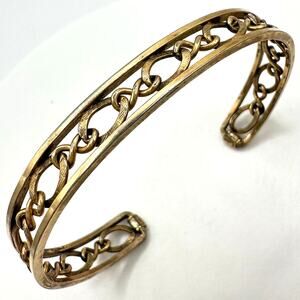 Krementz vintage 14kt gold overlay openwork chain adjustable cuff bracelet